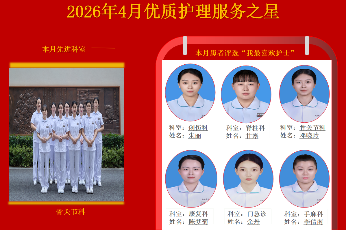 2026年4月优质护理服务之星