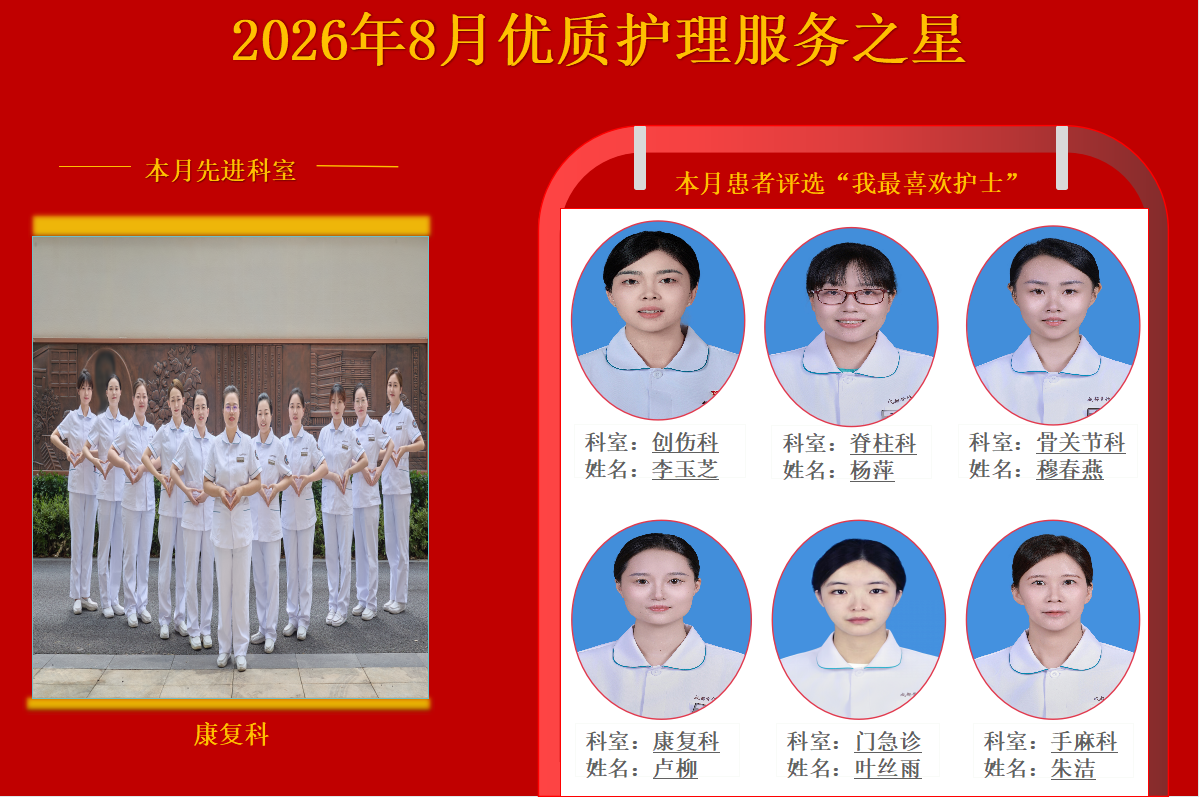2026年8月优质护理服务之星
